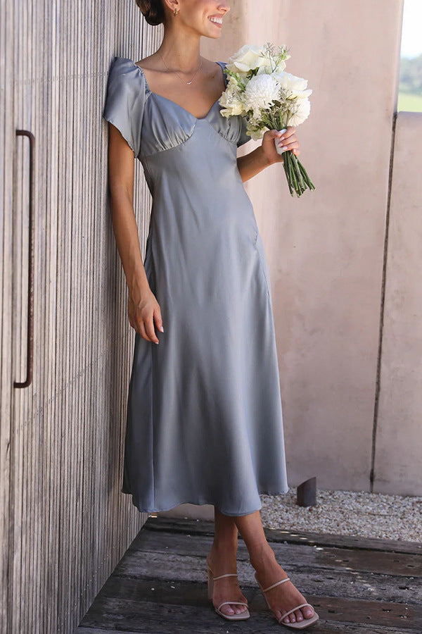 Side Split Midi Dress: Off the Shoulder Flutter Sleeve