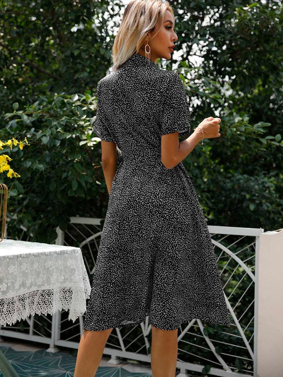White Spot Pattern Case Color Long Dress