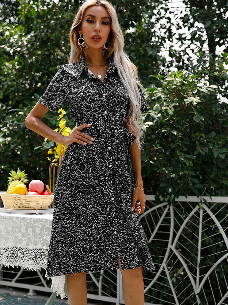 White Spot Pattern Case Color Long Dress