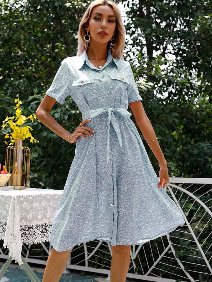 White Spot Pattern Case Color Long Dress