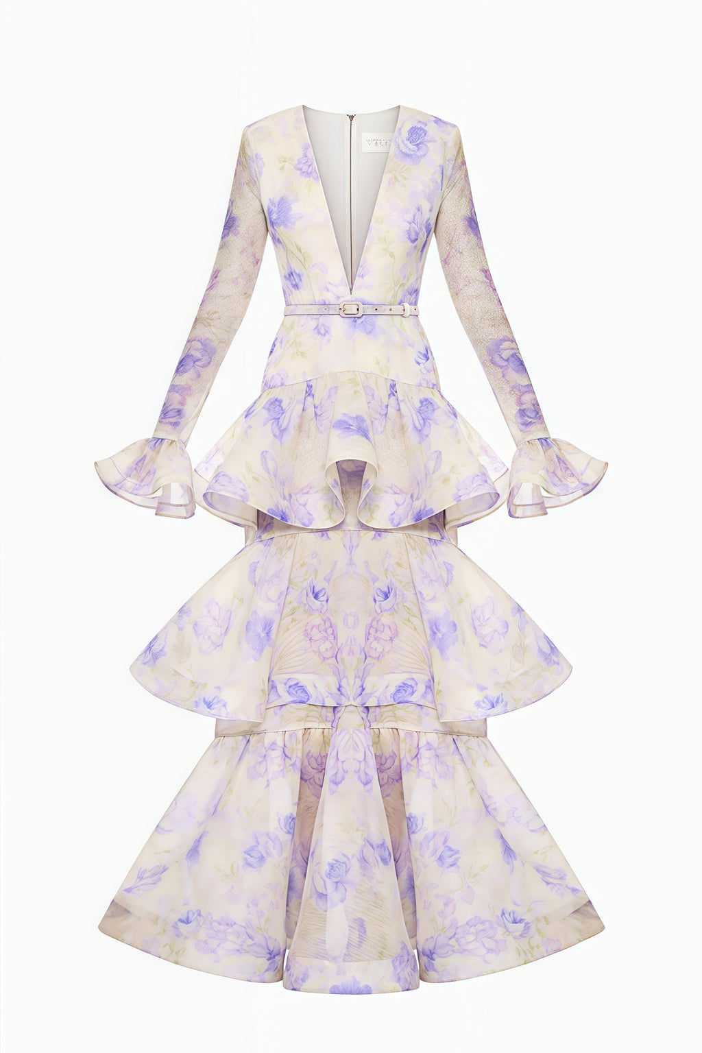 Olenf V-neck Printed Cake Maxi Dress