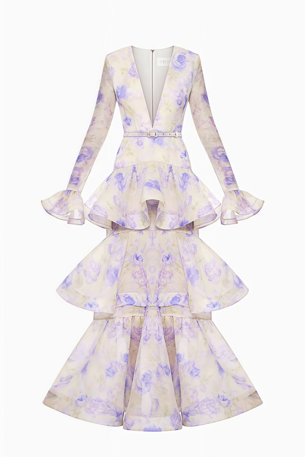 Olenf V-neck Printed Cake Maxi Dress