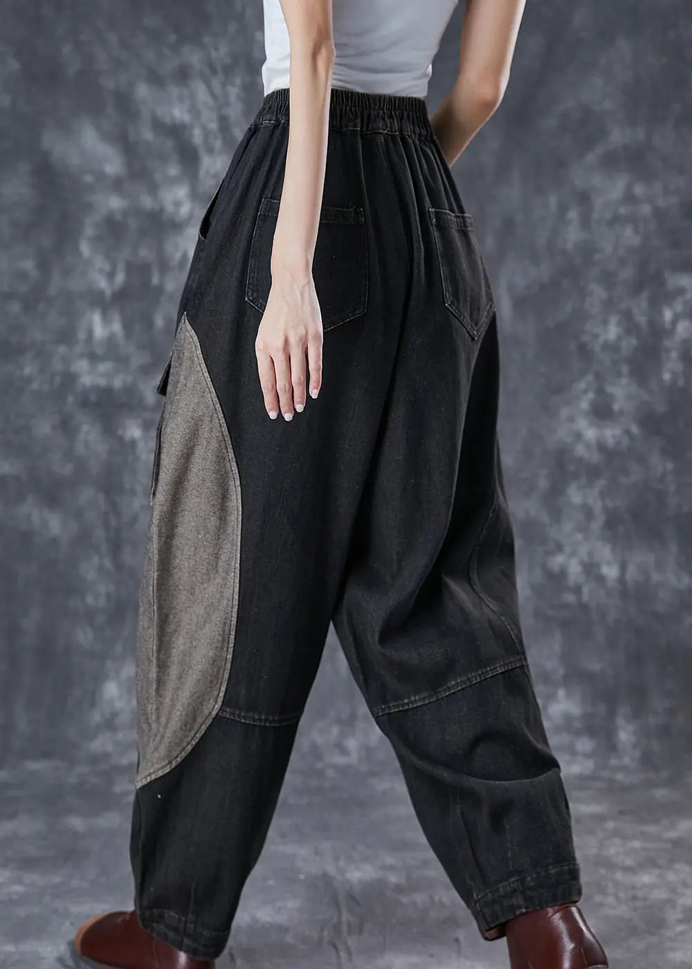 Patchwork Pockets Denim Pants Spring