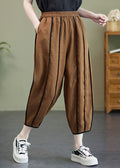 Art Coffee Elastic Waist Oversized Patchwork Linen Harem Pants Summer Ac2078