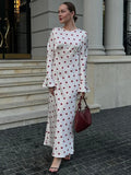 Autumn/winter Long Sleeve Printed Evening Dress Bodycon Flare Sleeves Long Dress Party Vestidos