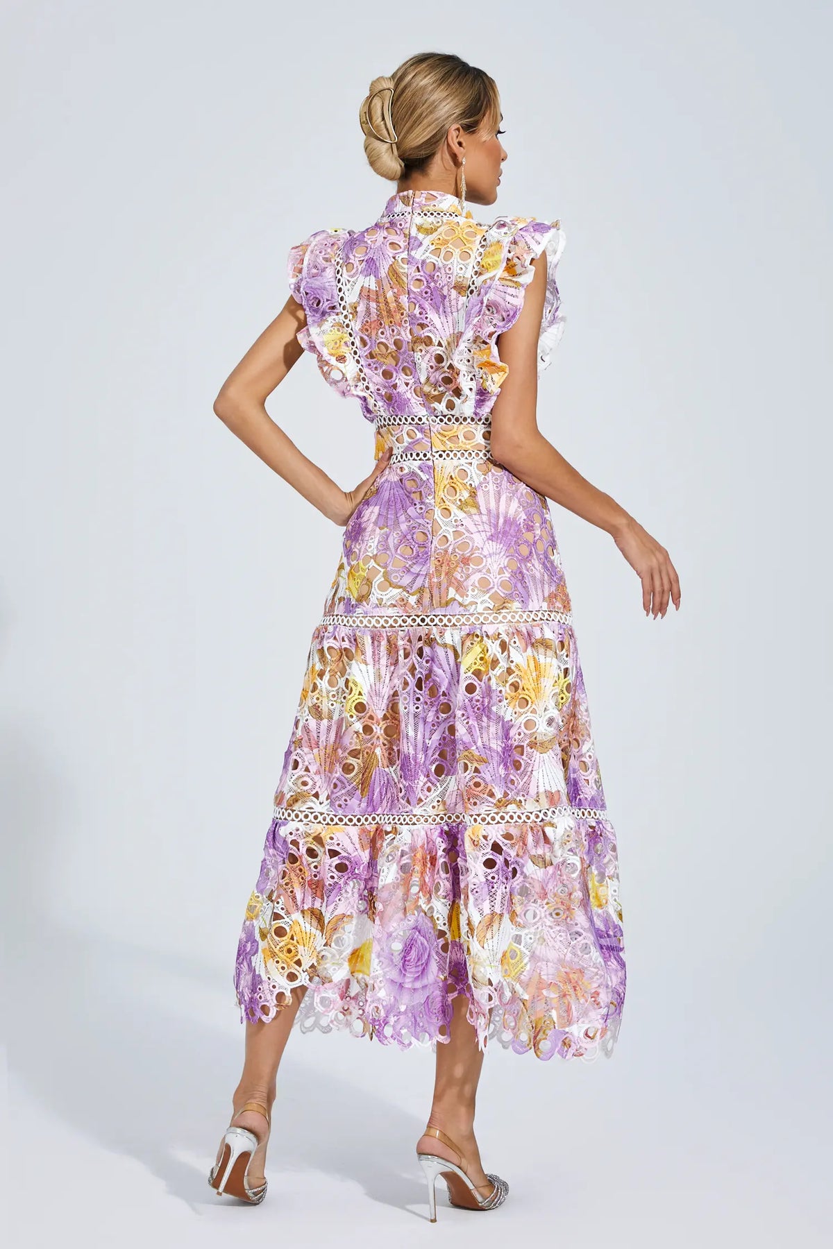 Ayleen Purple Hollow Sleeveless Midi Dress