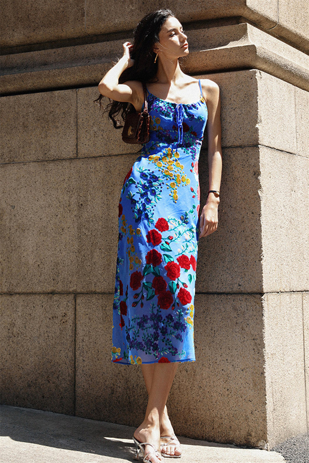 Julie Velvet Burnout Backless Midi Dress