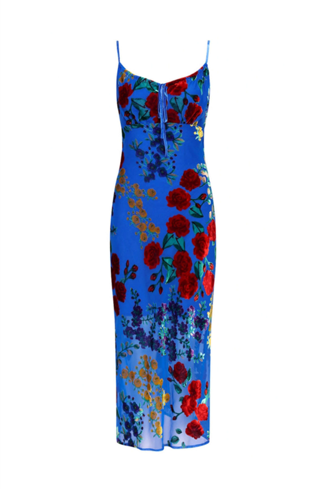 Julie Velvet Burnout Backless Midi Dress