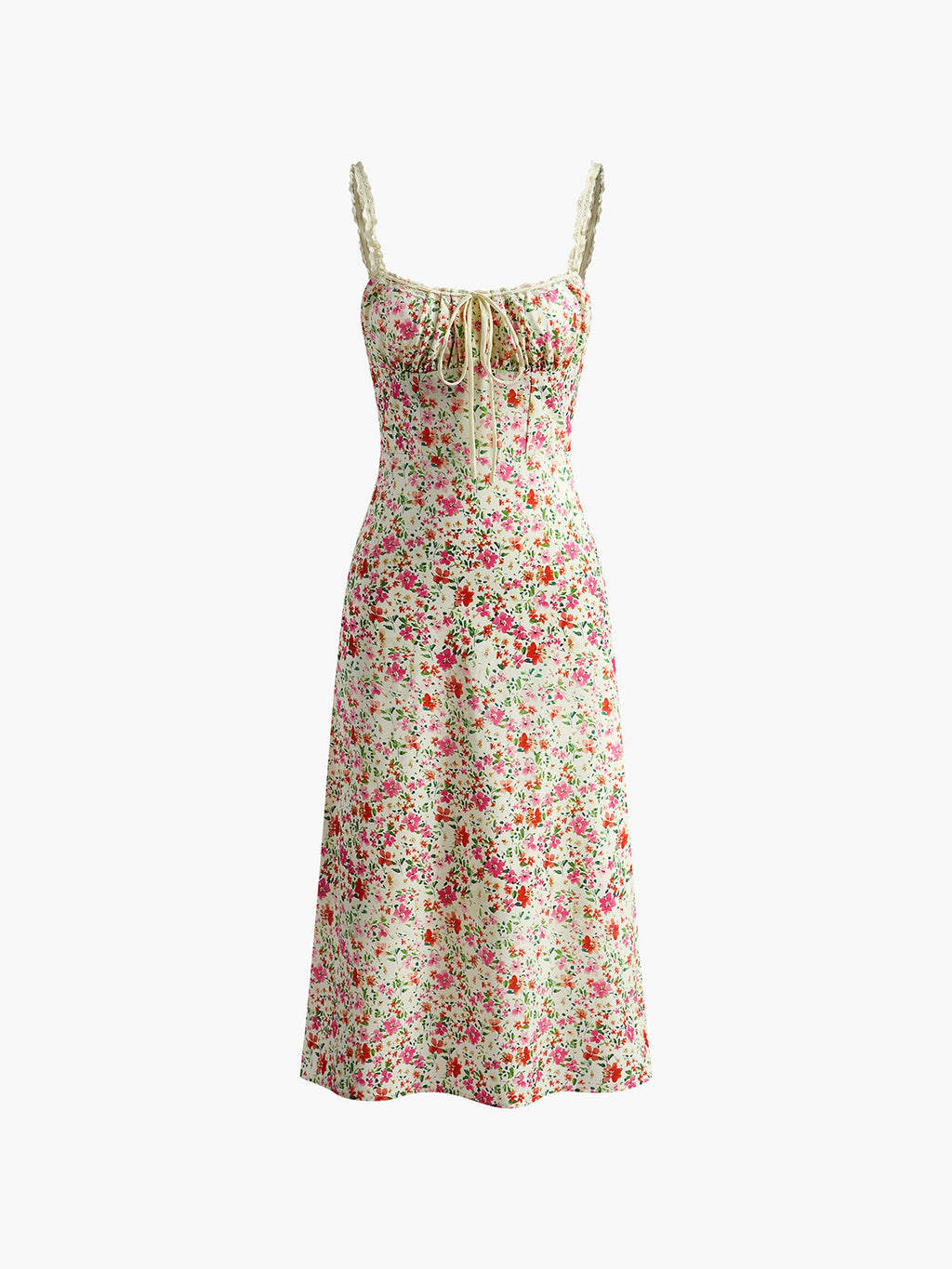 Print Trim Cami Midi Dress