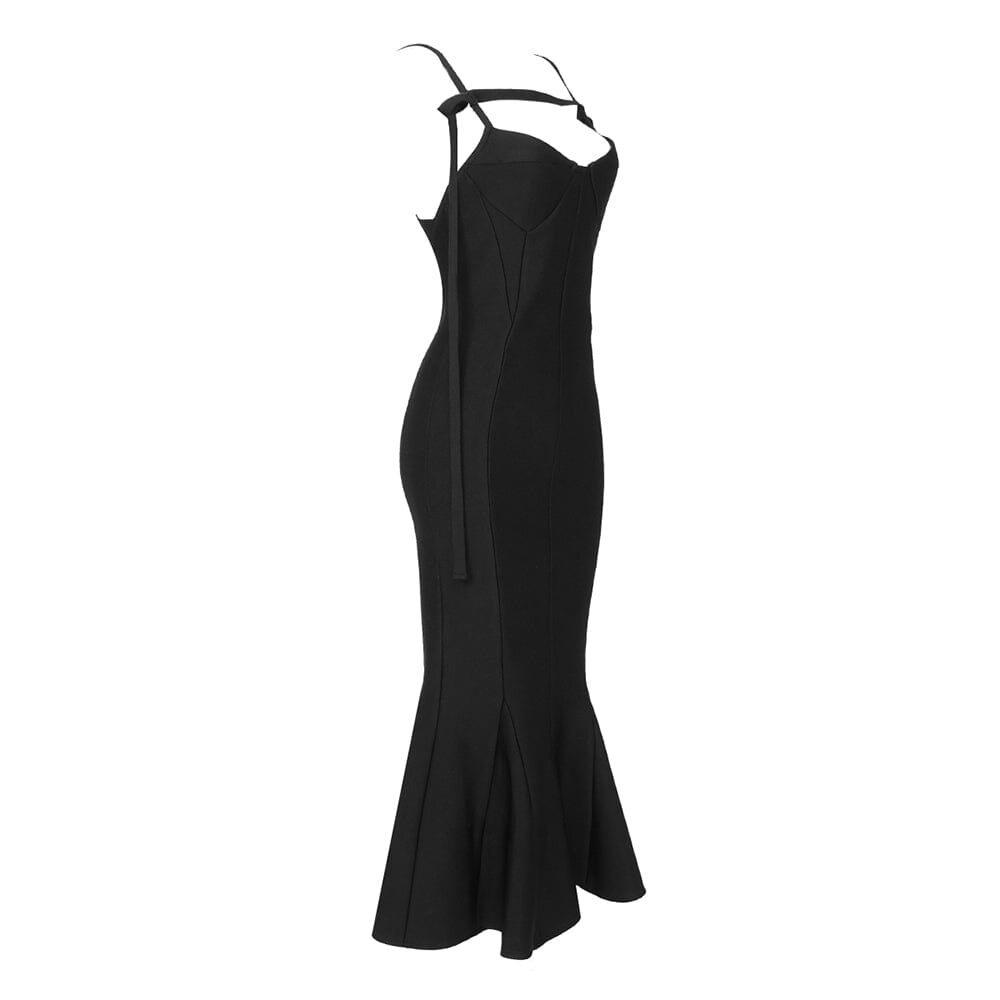 Strapy Slim Maxi Dress in Black