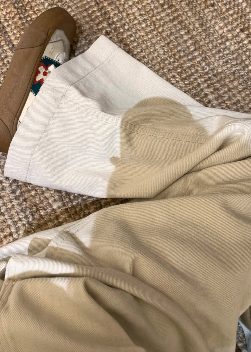 Summer Wide Beige Denim Waist High Leg Jumpsuit