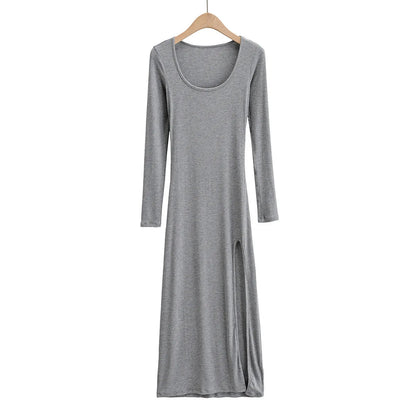 Round Neck Waist Traf Midi Dresses