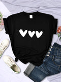 Black Heart Printing Female T-shirts Personality Street Short Sleeve All-math Soft Tee Clothing Breathable Tops