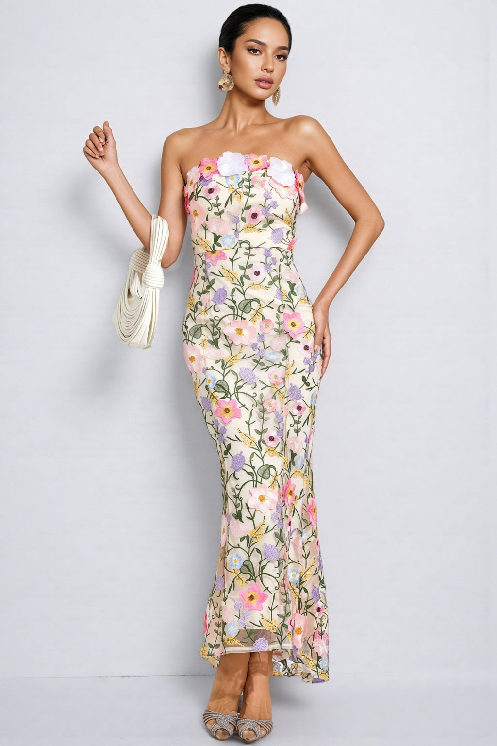 Madisyn Apricot Embroider Maxi Dress