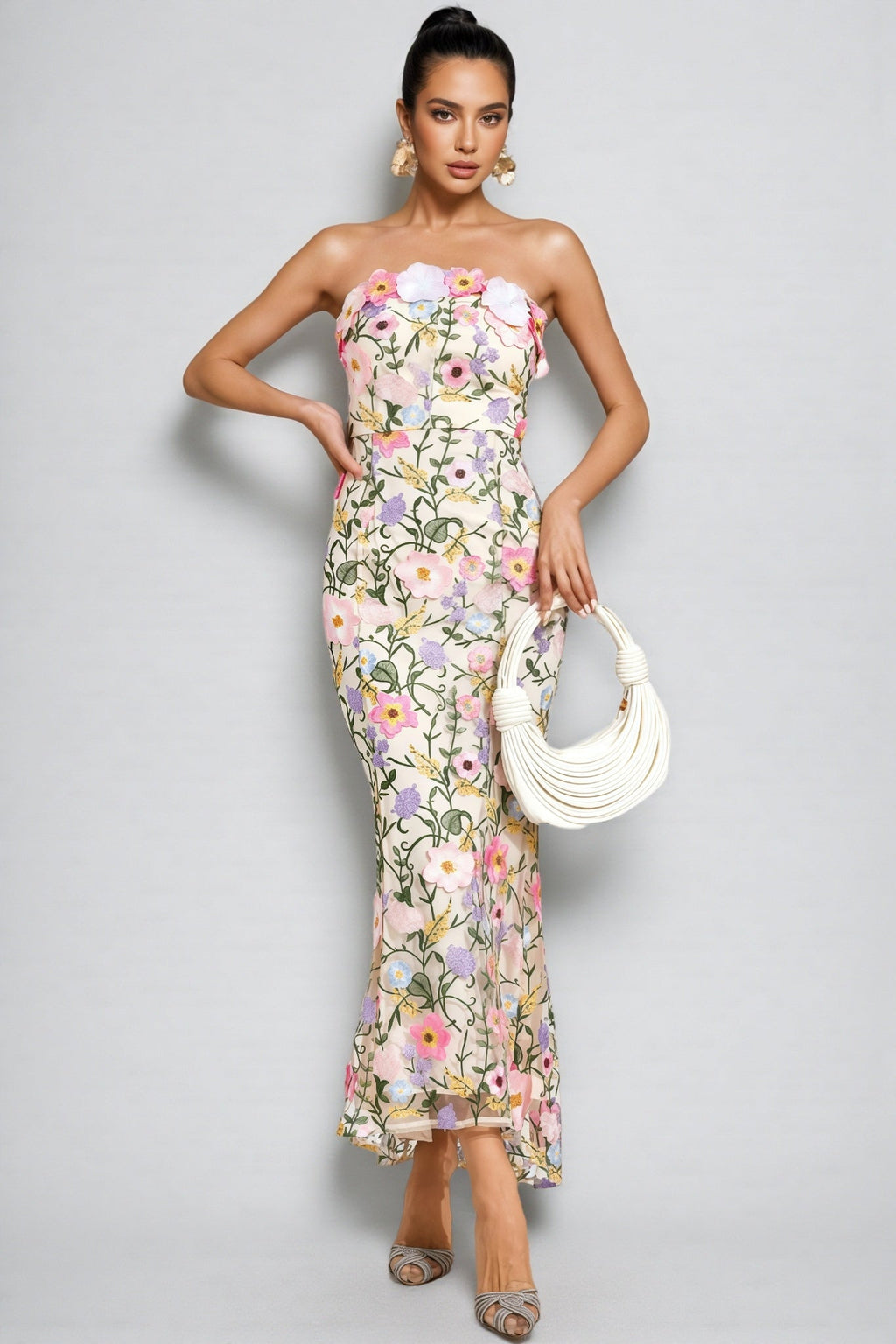 Madisyn Apricot Embroider Maxi Dress