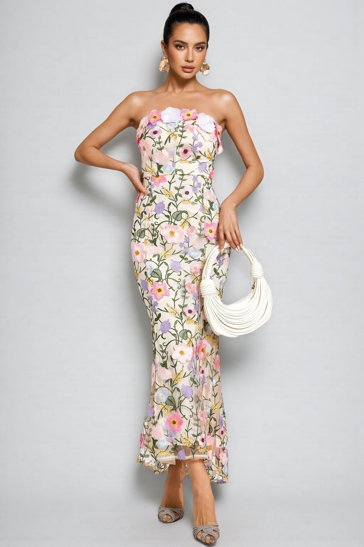 Madisyn Apricot Embroider Maxi Dress