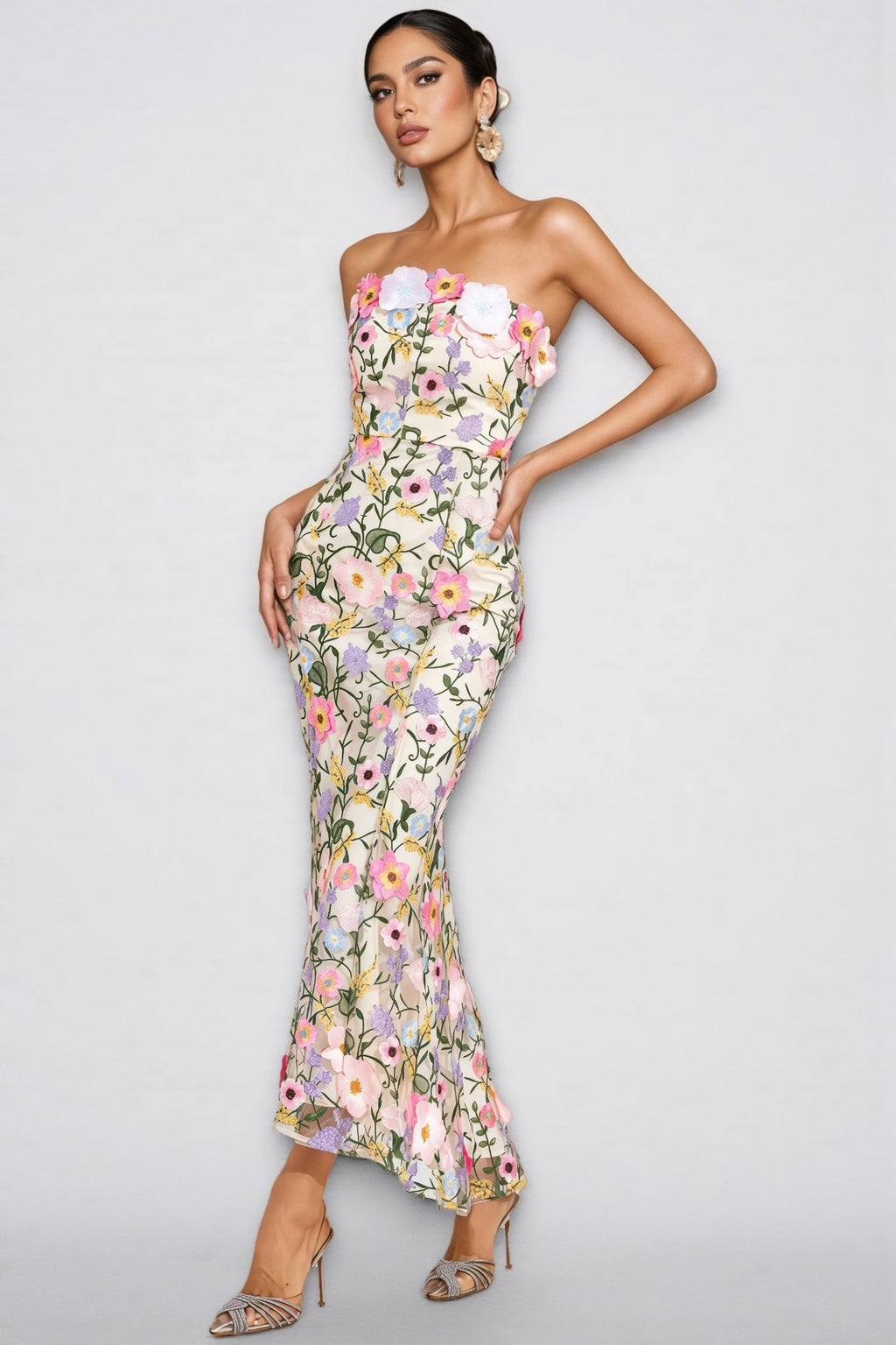 Madisyn Apricot Embroider Maxi Dress