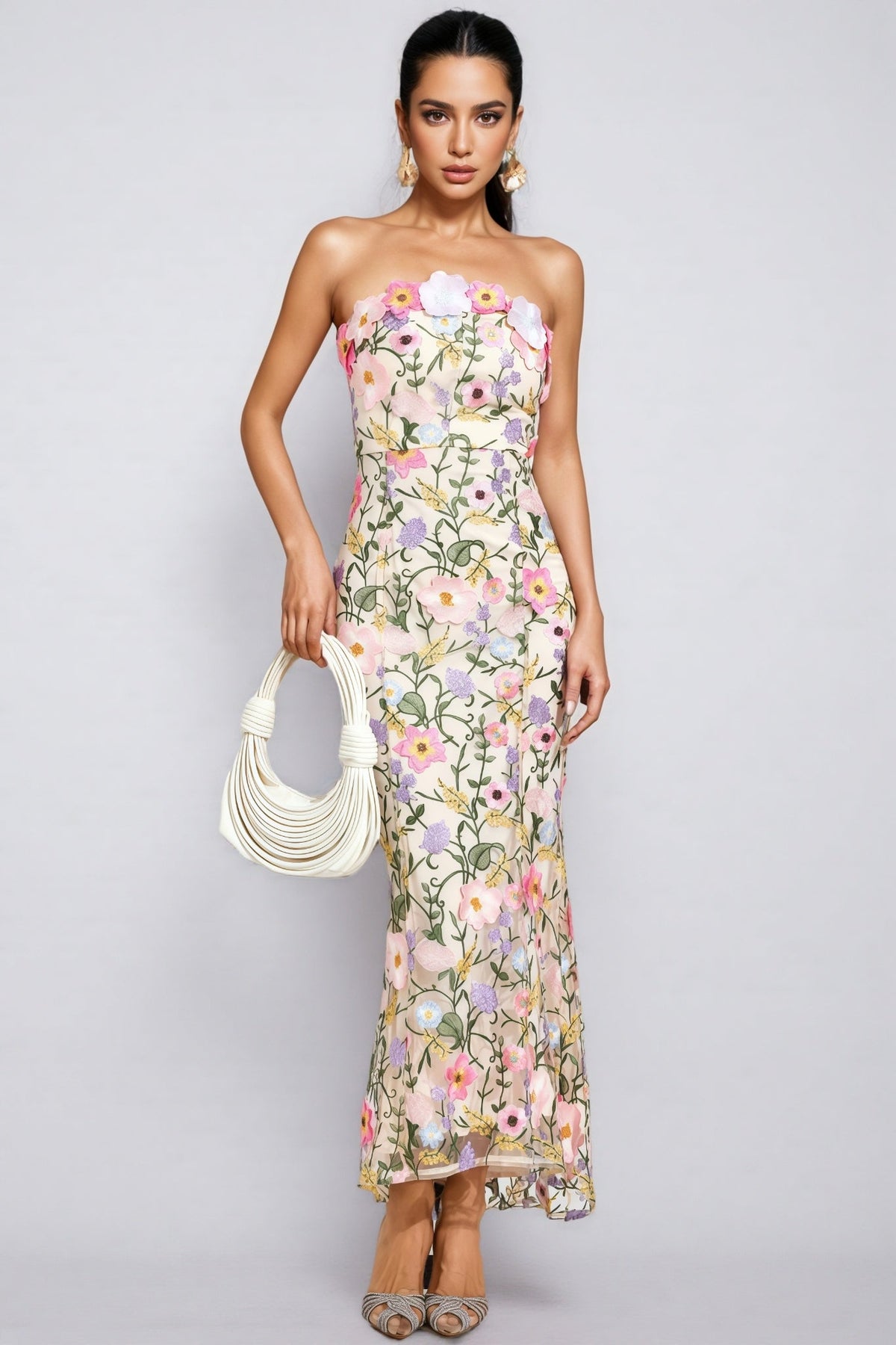 Madisyn Apricot Embroider Maxi Dress