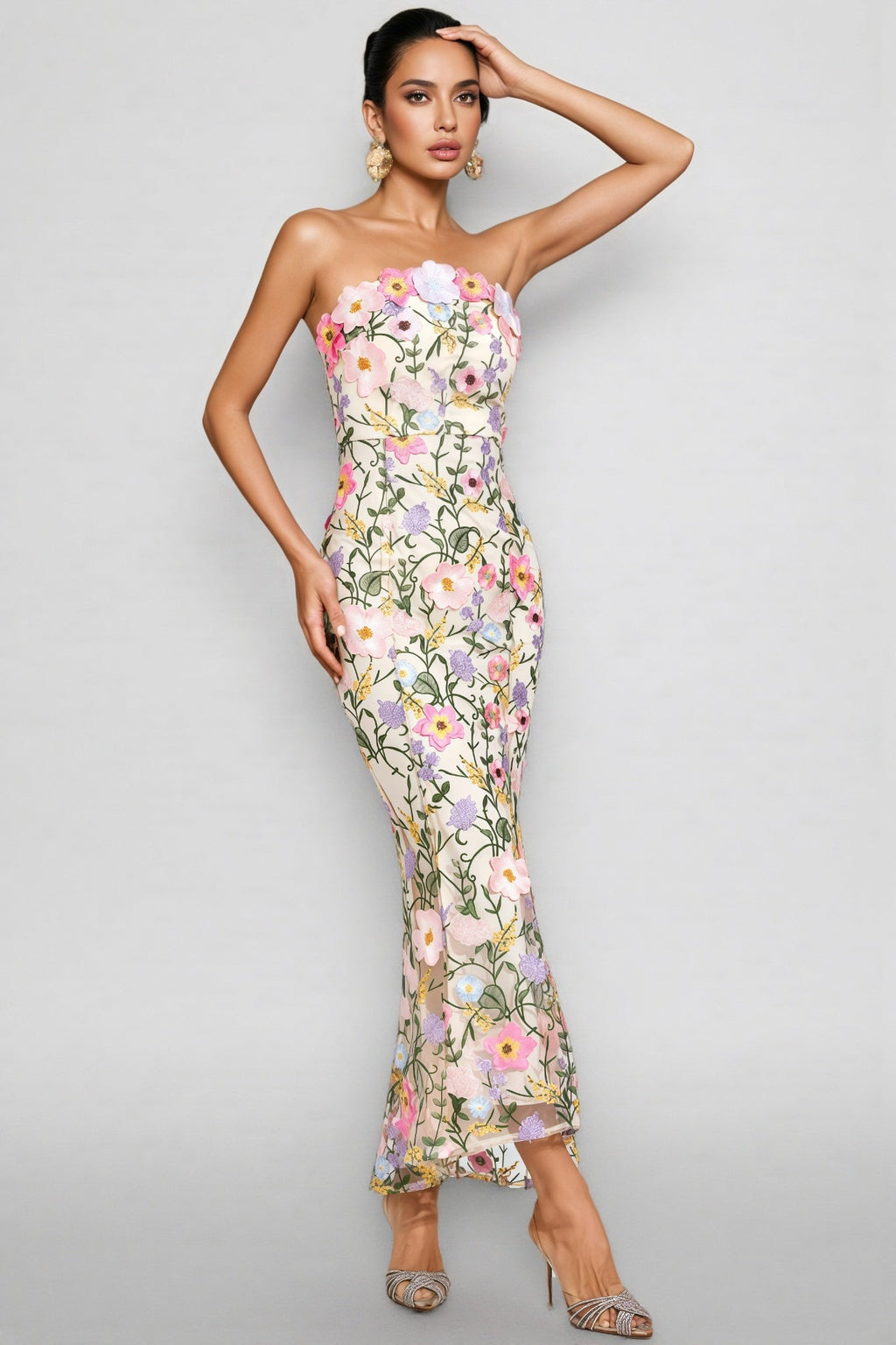 Madisyn Apricot Embroider Maxi Dress