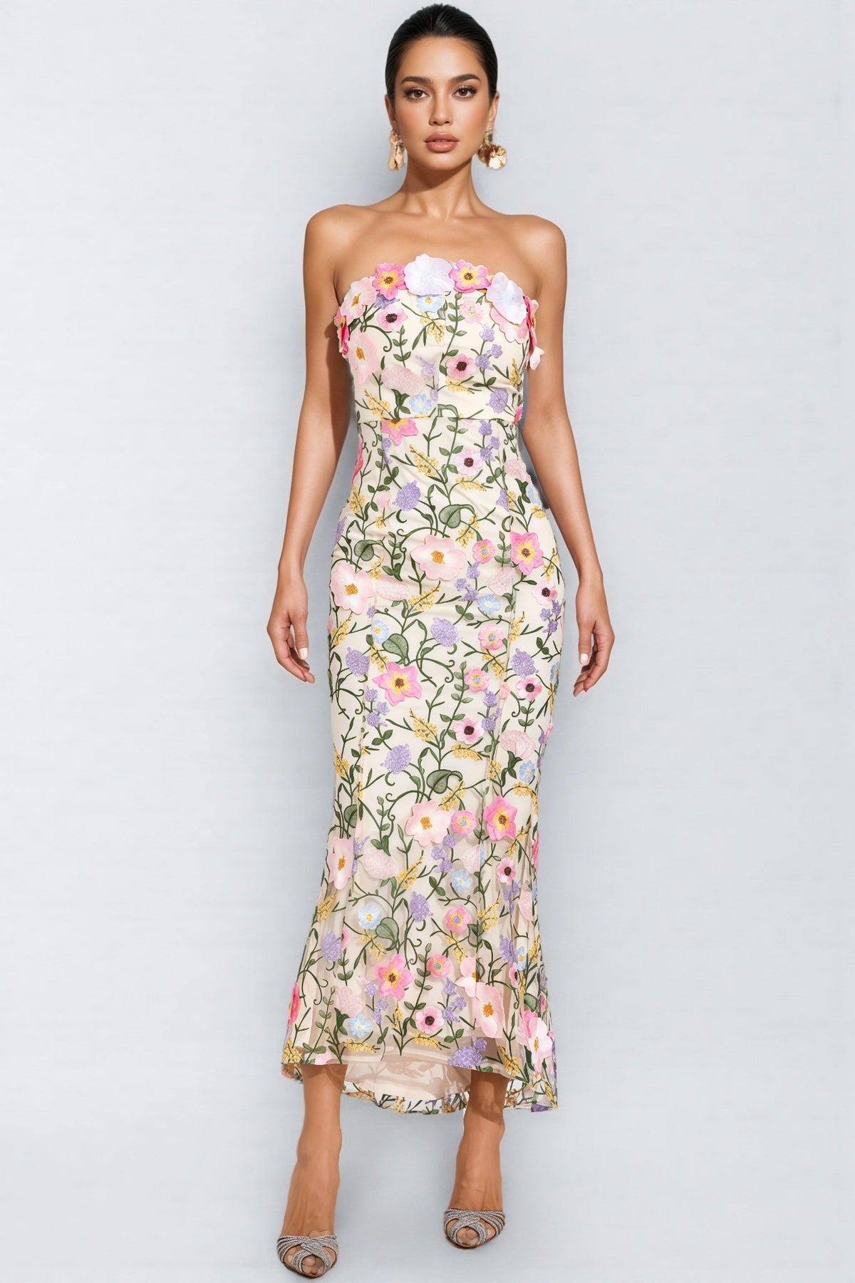 Madisyn Apricot Embroider Maxi Dress