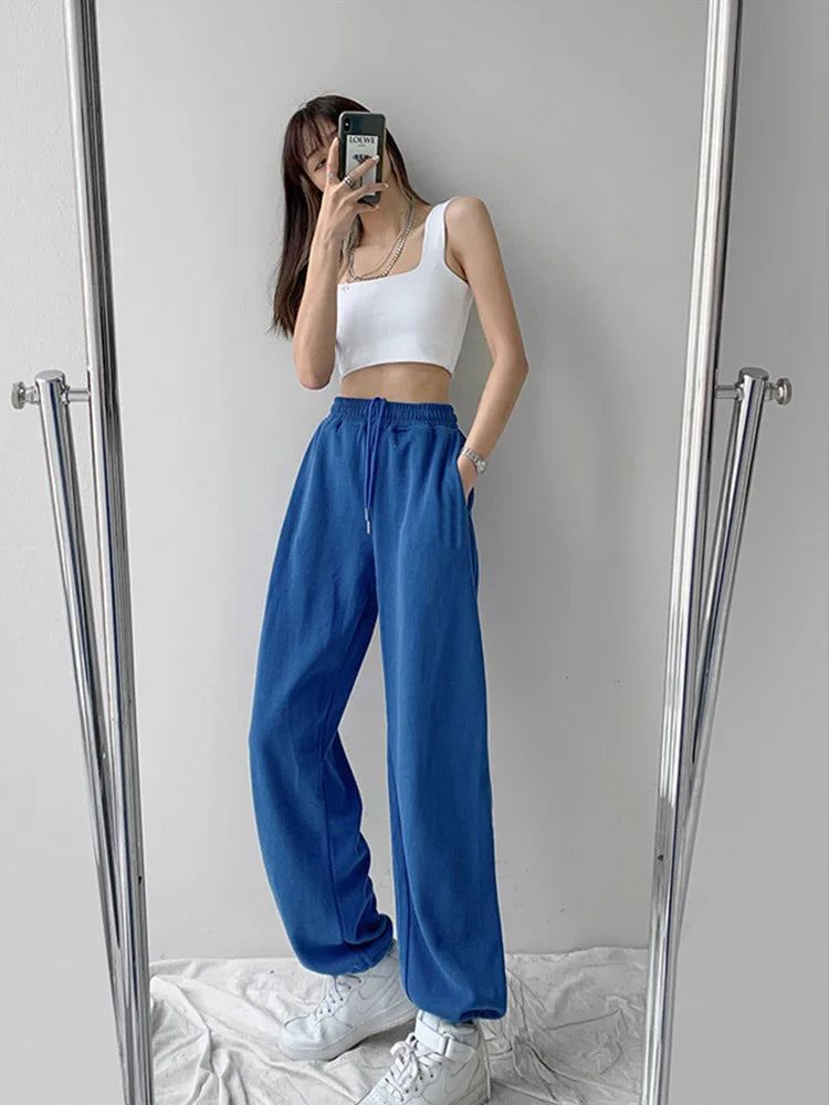 Blue Sweatpants for Summer Baggy Pants High Waist Jogger Wide Leg Trousers Spring ’s Sports Pants Summer Sweatpants