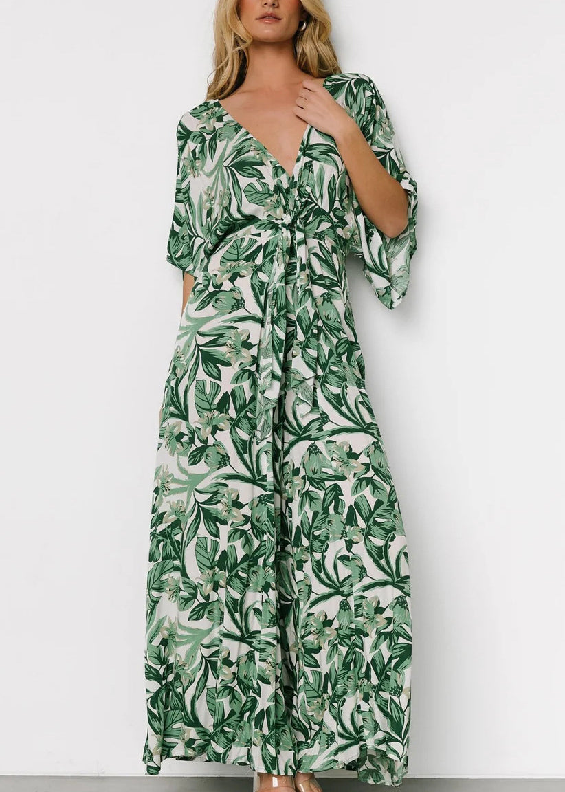 Blue Print Lace Up Pockets Cotton Jumpsuit Summer Au1010