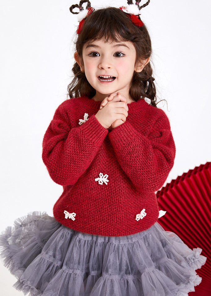Boutique Red Bow Cotton Knit Sweaters Winter Wl038