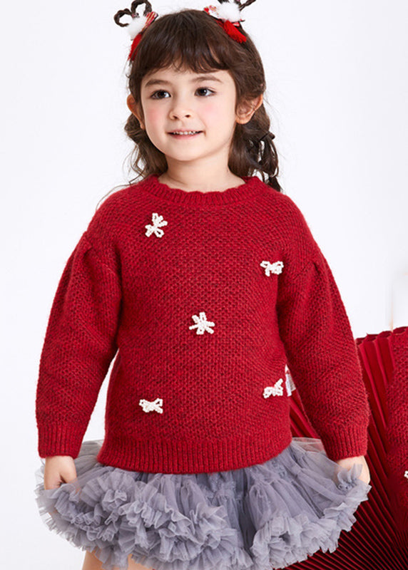 Boutique Red Bow Cotton Knit Sweaters Winter Wl038