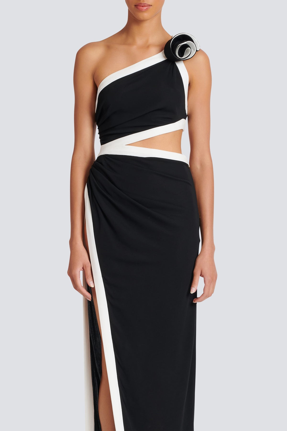 Salome Asymmetric Applique Maxi Dress