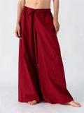 /striped Baggy Drawstring Wide Pant