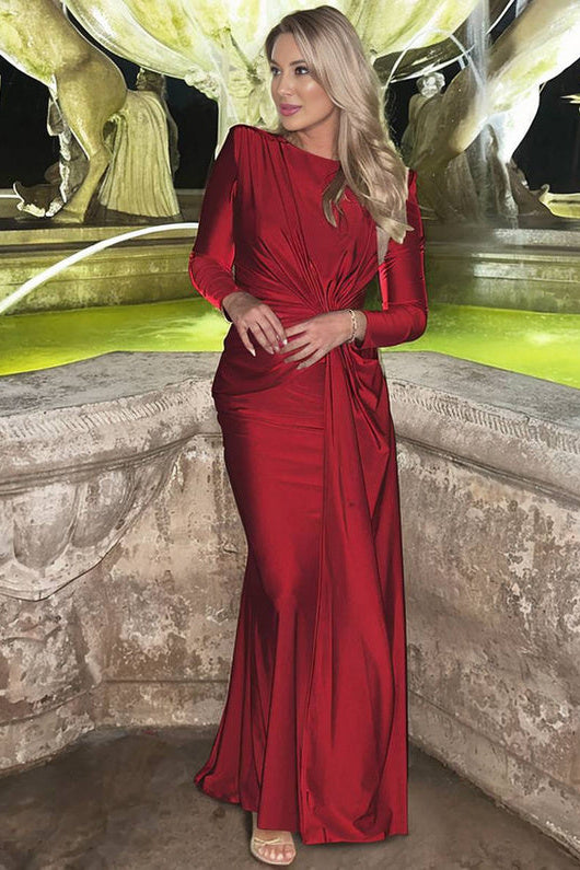 Amanda Long Sleeve Twist Front Maxi Dress
