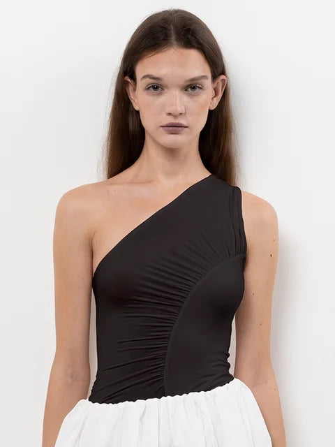 ’s Summer Tank Tops One Off Shoulder Sleeveless Color Slim Fit Camisole Blouse T-shirts Aesthetic Clothes