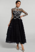 Kymte Black Beading Maxi Evening Maxi Dress