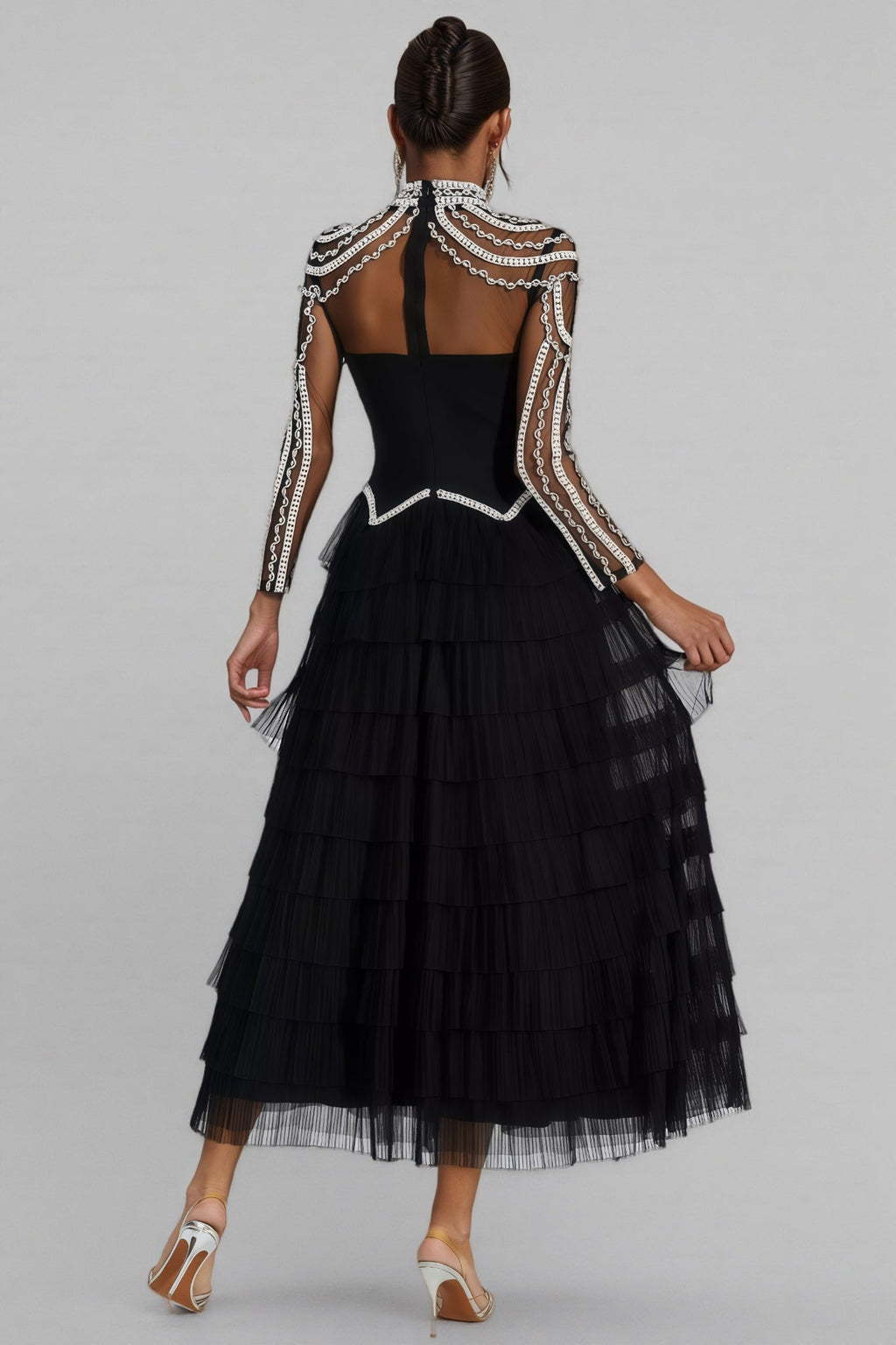 Kymte Black Beading Maxi Evening Maxi Dress
