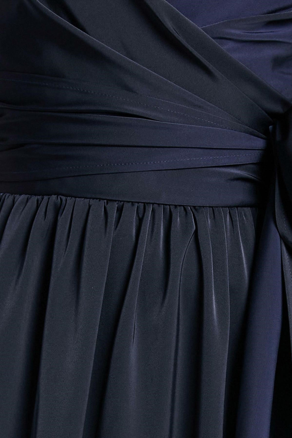 Cami V-neck Wrapover Pleated Lace Up Slit Maxi Dress Blue