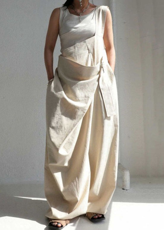 Green One Shoulder Pockets Cotton Strap Jumpsuit Summer Tl030