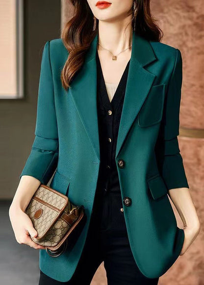 Green Peter Pan Collar Patchwork Cotton Coats Spring Yj024