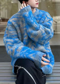 Blue O Neck Cozy Ma Hai Mao Sweaters Fall Qh026