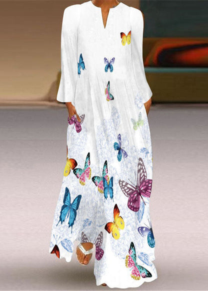 Loving Heart Print Chiffon Holiday Maxi Dress Spring Ly1934