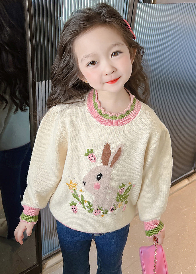 Classy Beige Print Ruffled Patchwork Cotton Knit Sweaters Winter Wl040