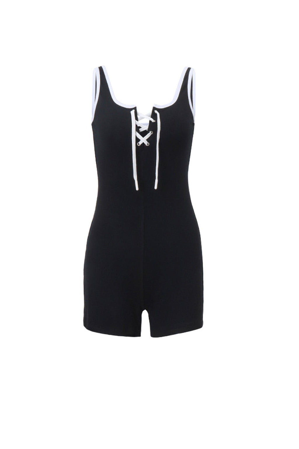Contrast Crisscross Tie-up Bodycon Rompers