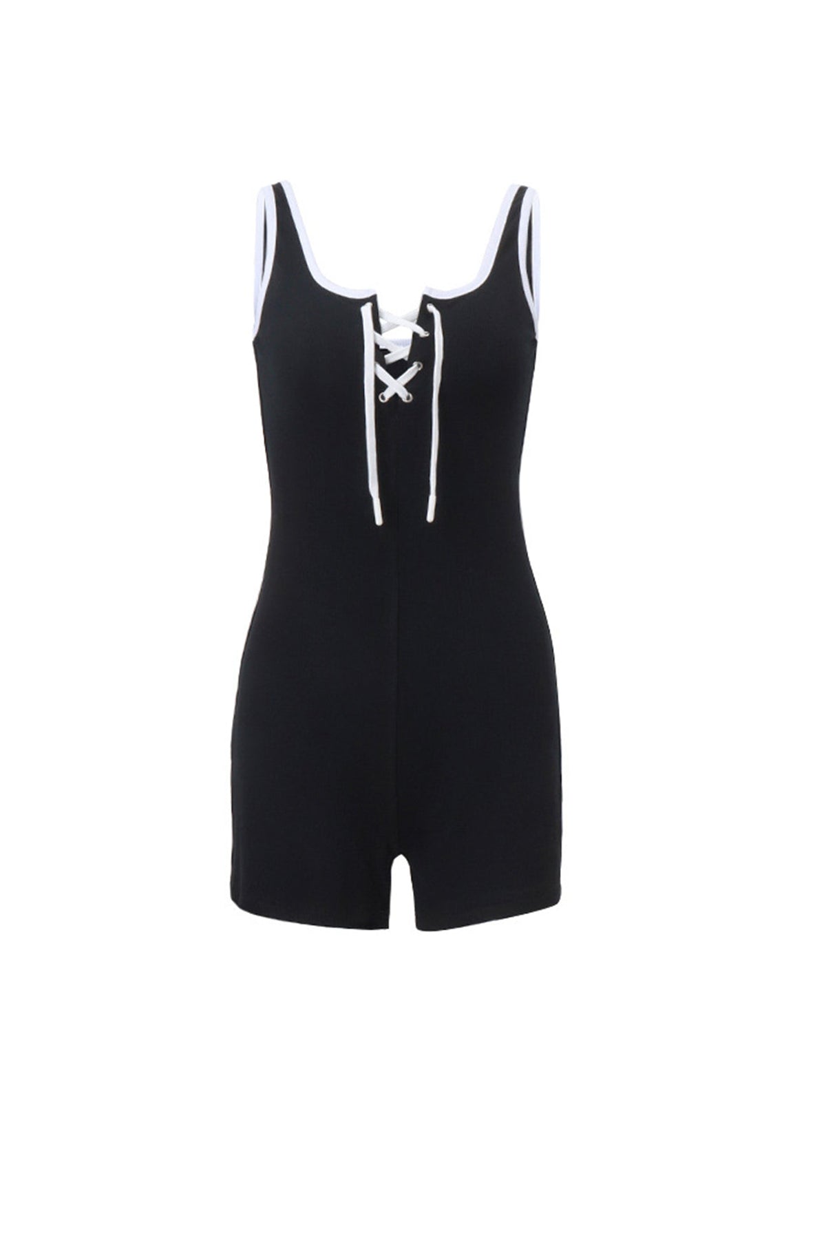 Contrast Crisscross Tie-up Bodycon Rompers