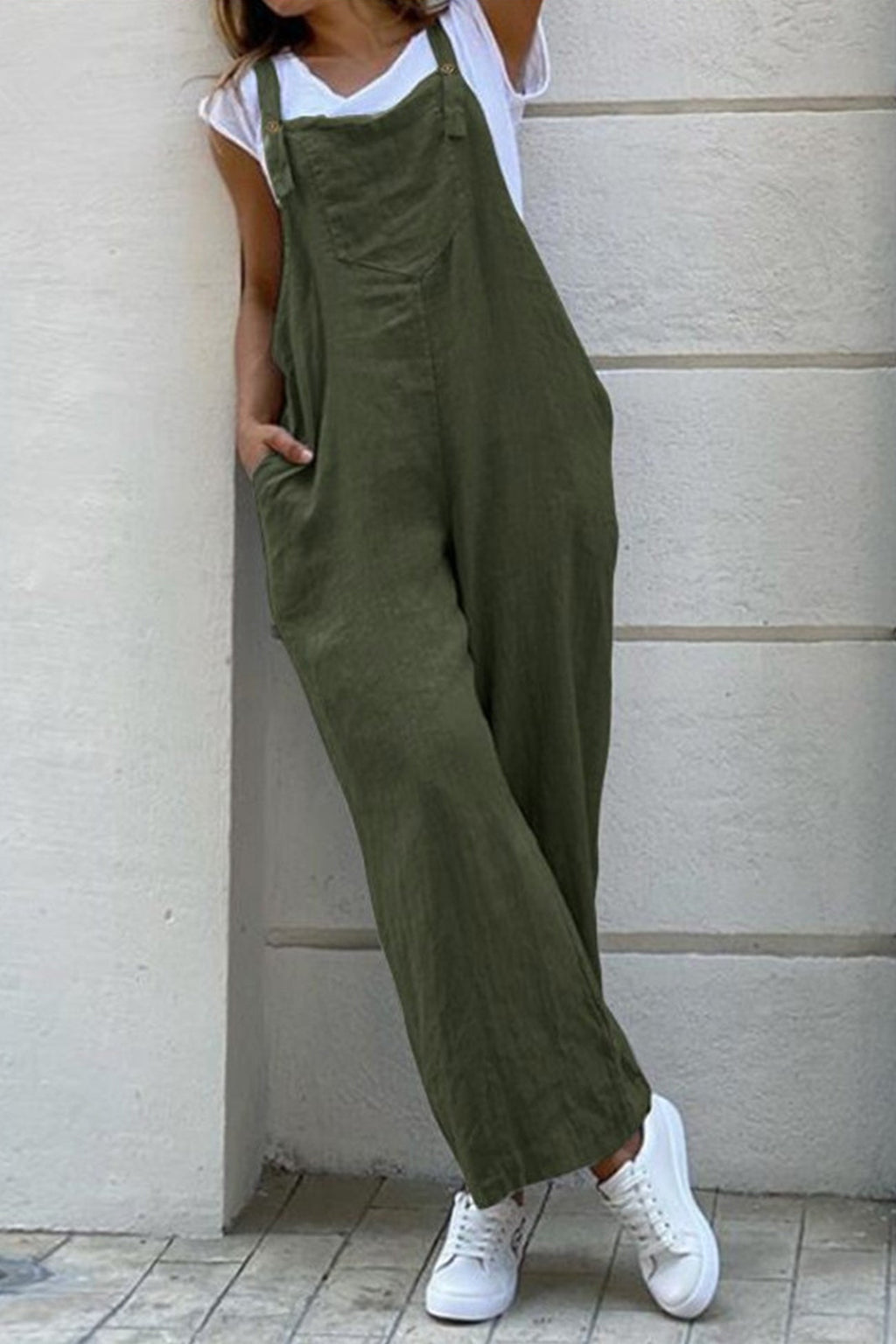 Cotton Button-down Overalls