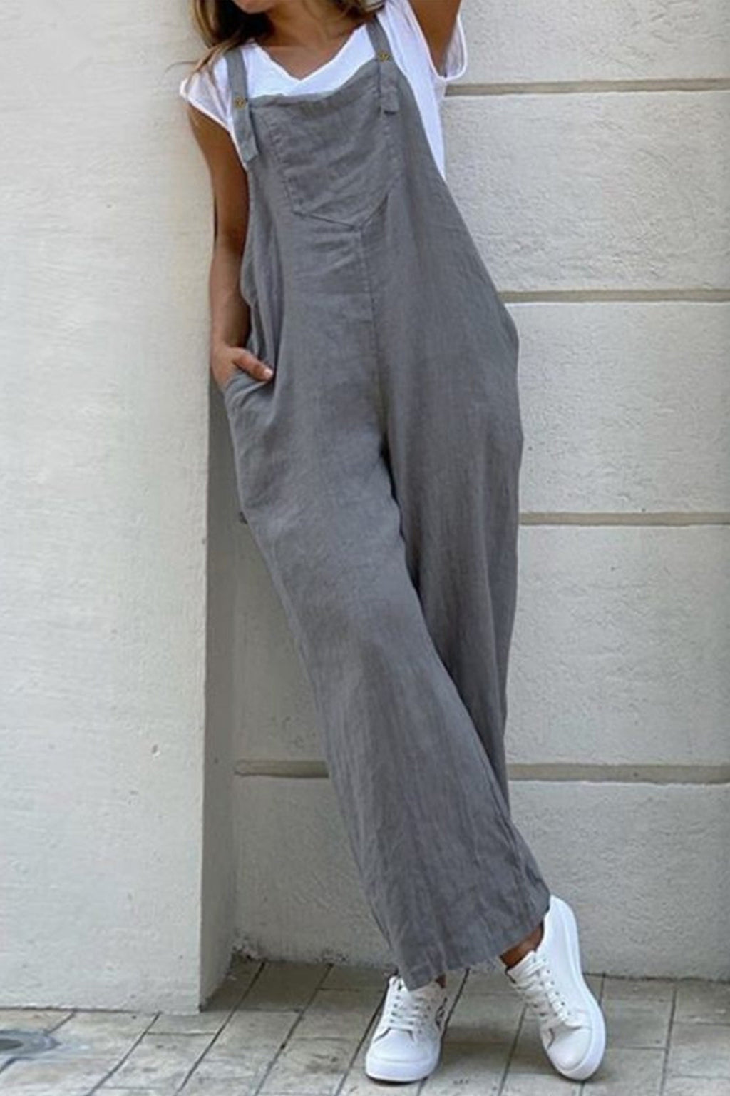 Cotton Button-down Overalls