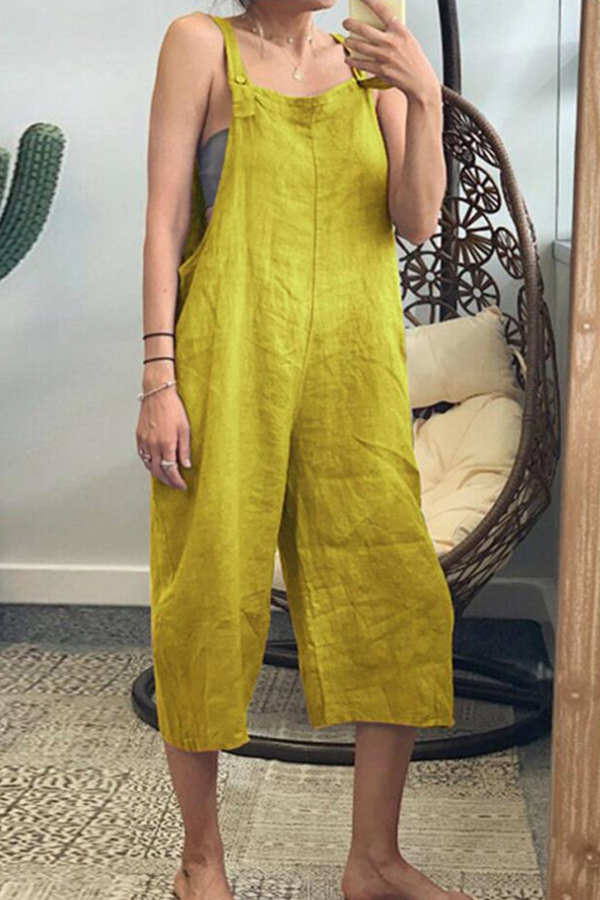 Cotton Cropped Pants Jumpsuits