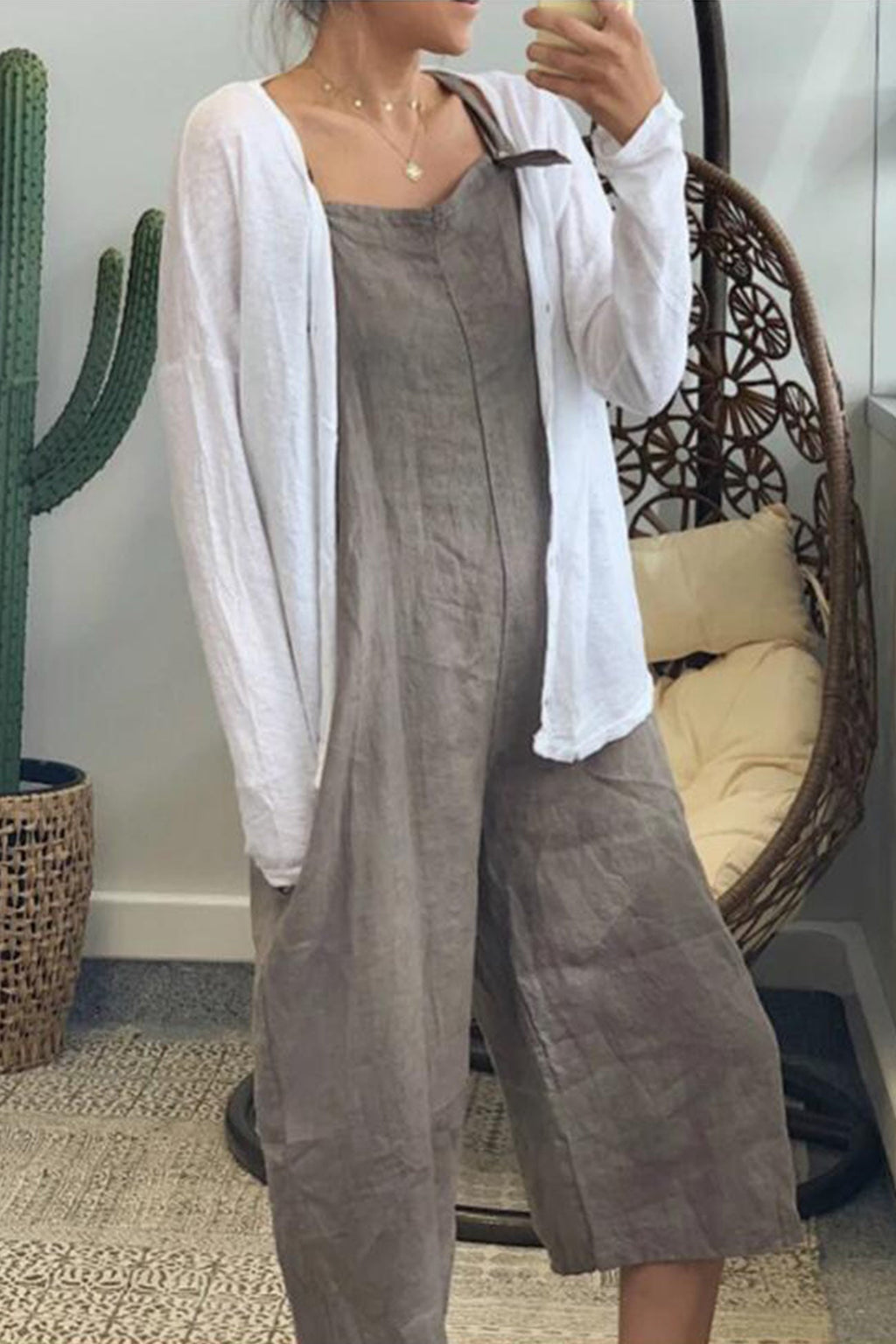 Cotton Cropped Pants Jumpsuits