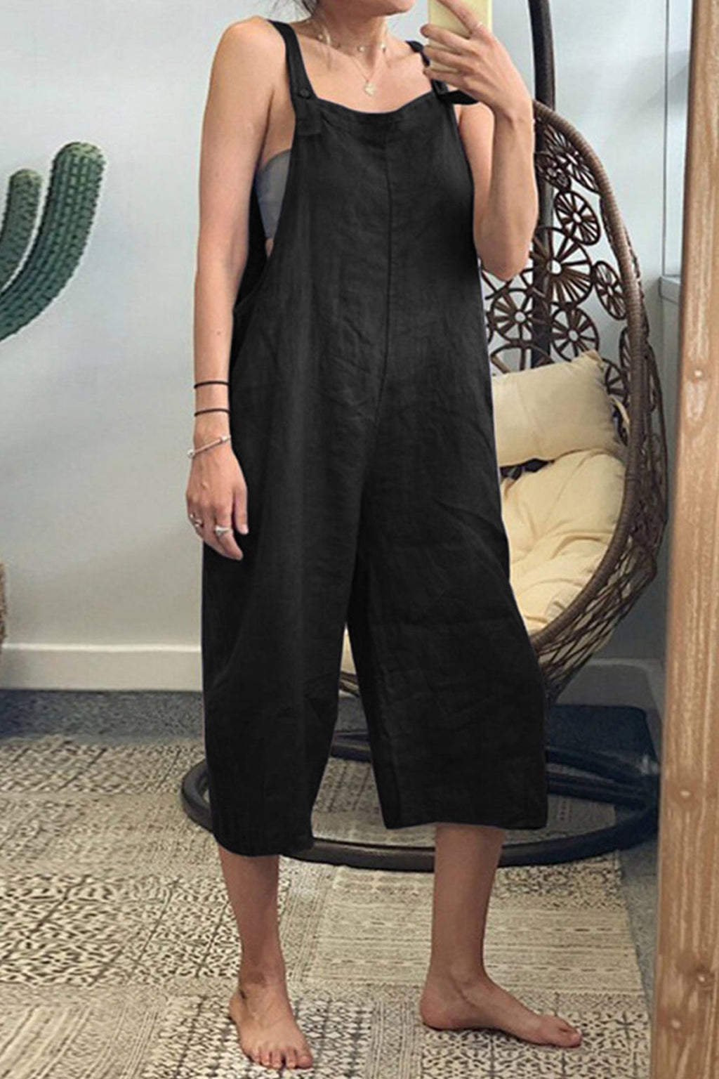 Cotton Cropped Pants Jumpsuits