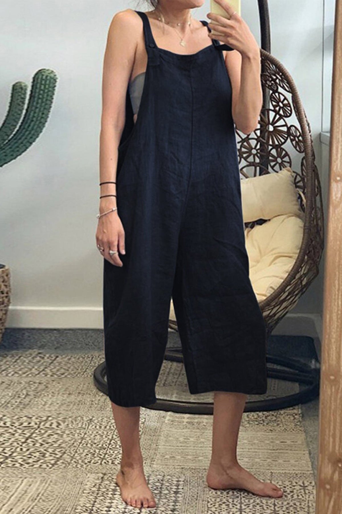 Cotton Cropped Pants Jumpsuits