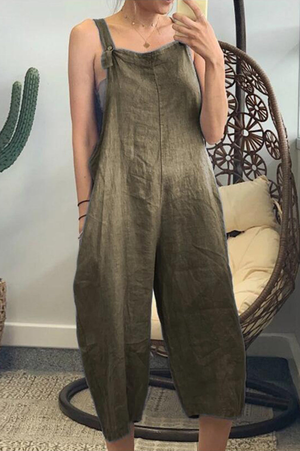 Cotton Cropped Pants Jumpsuits