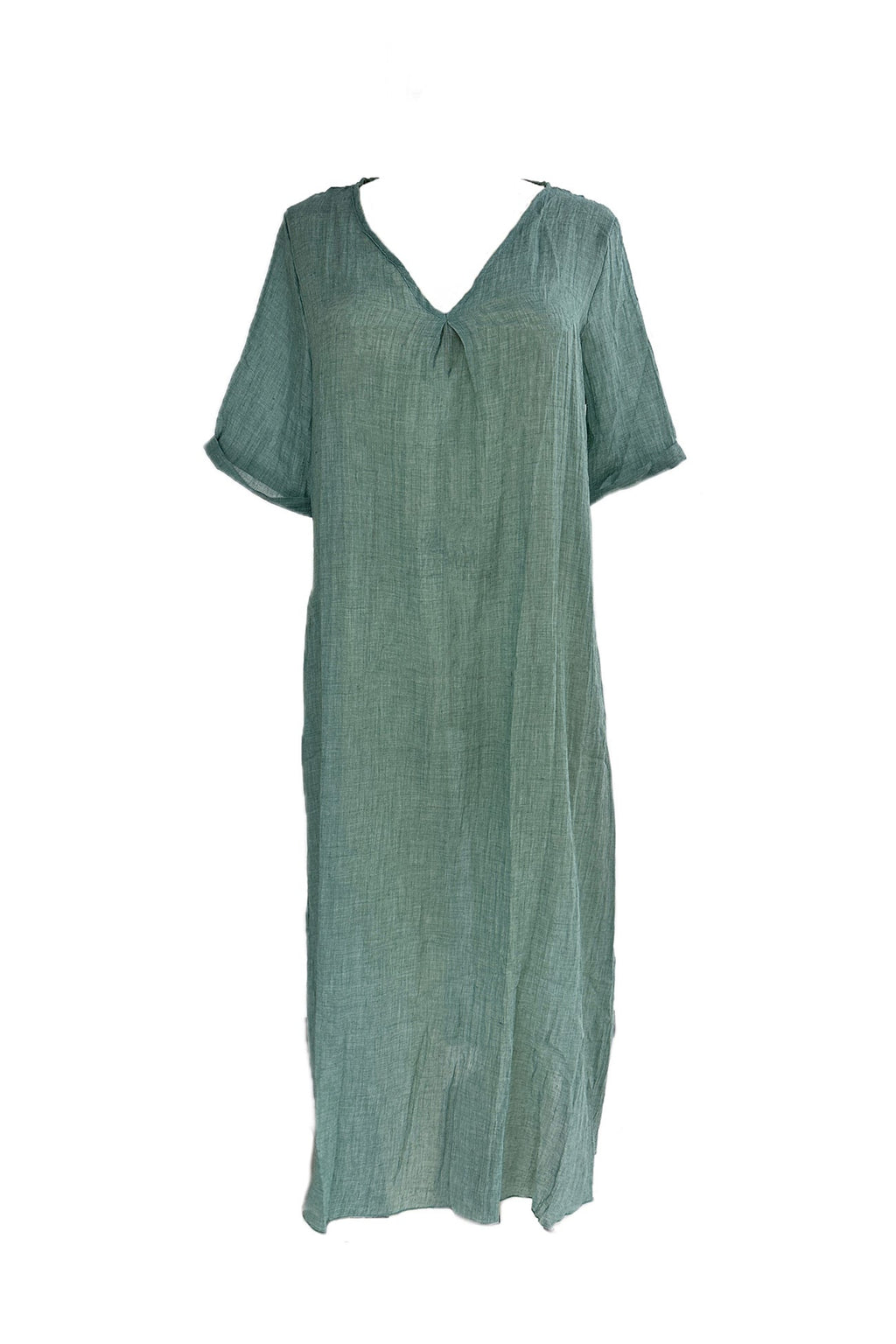 Cotton V Neck Midi Dress